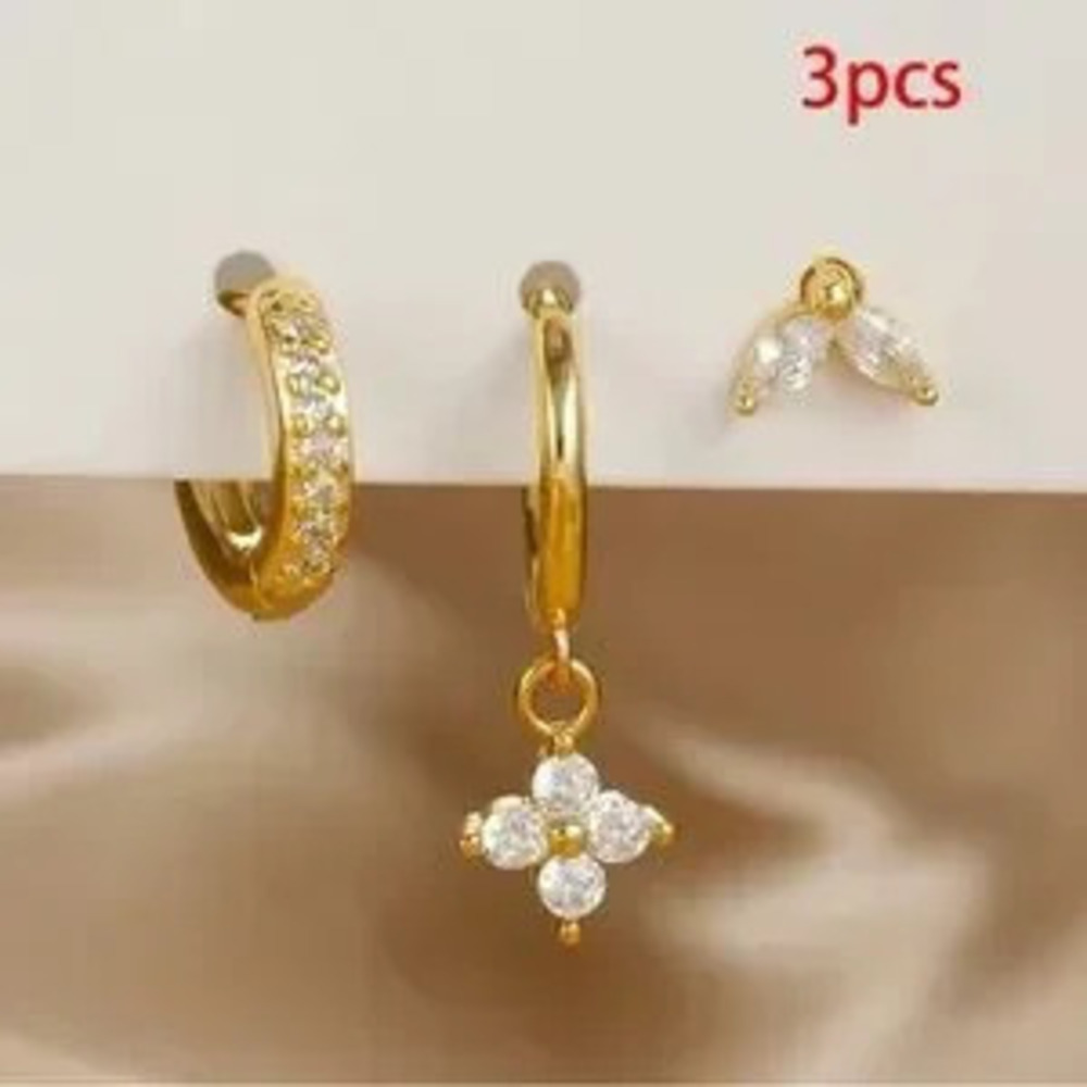 3 PCS Set Gold Cartilage Piercing Stud
